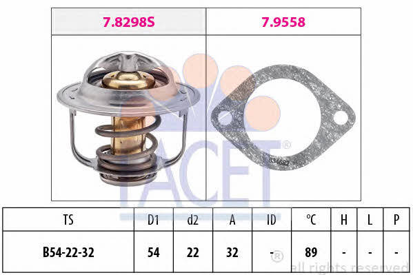 Facet 7.8298 Thermostat, coolant 78298: Buy near me in Poland at 2407.PL - Good price!