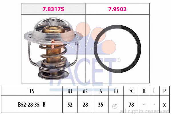 Facet 7.8317 Thermostat, coolant 78317: Buy near me in Poland at 2407.PL - Good price!
