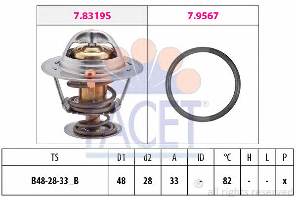 Facet 7.8319 Thermostat, coolant 78319: Buy near me at 2407.PL in Poland at an Affordable price!