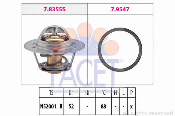 Facet 7.8355 Thermostat, coolant 78355: Buy near me in Poland at 2407.PL - Good price!