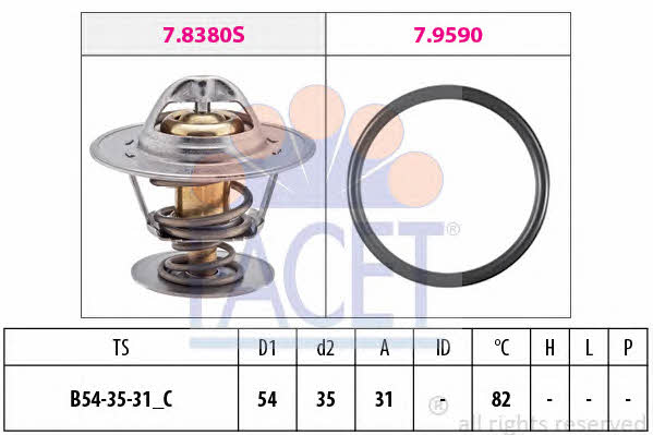 Facet 7.8380 Thermostat, coolant 78380: Buy near me in Poland at 2407.PL - Good price!