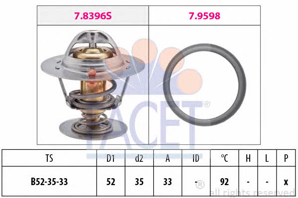 Facet 7.8396 Thermostat, coolant 78396: Buy near me in Poland at 2407.PL - Good price!