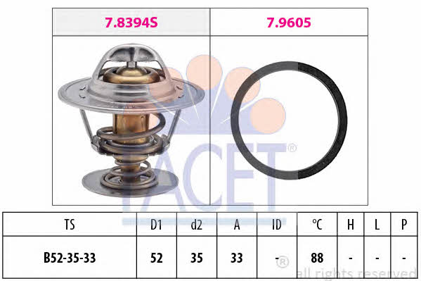 Facet 7.8483 Thermostat, coolant 78483: Buy near me in Poland at 2407.PL - Good price!