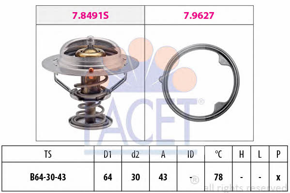 Facet 7.8491 Thermostat, coolant 78491: Buy near me in Poland at 2407.PL - Good price!