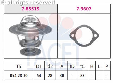 Facet 7.8551 Thermostat, coolant 78551: Buy near me at 2407.PL in Poland at an Affordable price!