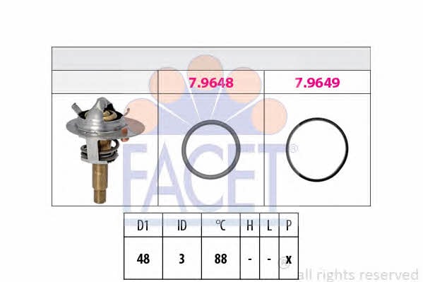 Facet 7.8609 Thermostat, coolant 78609: Buy near me in Poland at 2407.PL - Good price!