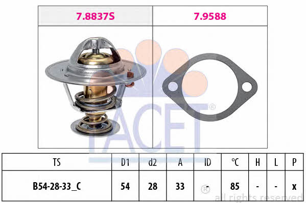 Facet 7.8837 Thermostat, coolant 78837: Buy near me in Poland at 2407.PL - Good price!