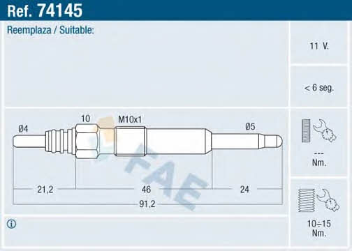 FAE 74145 Glow plug 74145: Buy near me in Poland at 2407.PL - Good price!