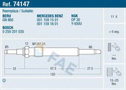 FAE 74147 Glow plug 74147: Buy near me in Poland at 2407.PL - Good price!
