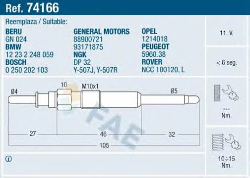FAE 74166 Glow plug 74166: Buy near me in Poland at 2407.PL - Good price!