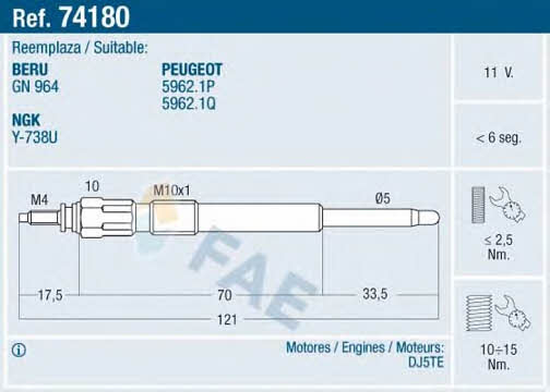 FAE 74180 Glow plug 74180: Buy near me at 2407.PL in Poland at an Affordable price!