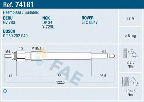 FAE 74181 Glow plug 74181: Buy near me in Poland at 2407.PL - Good price!