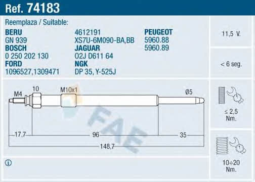 FAE 74183 Glow plug 74183: Buy near me at 2407.PL in Poland at an Affordable price!