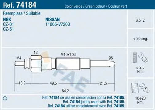 FAE 74184 Glow plug 74184: Buy near me in Poland at 2407.PL - Good price!