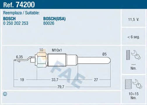 FAE 74200 Glow plug 74200: Buy near me in Poland at 2407.PL - Good price!