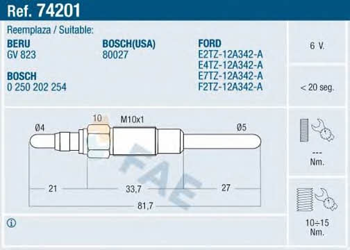 FAE 74201 Glühkerze 74201: Kaufen Sie zu einem guten Preis in Polen bei 2407.PL!