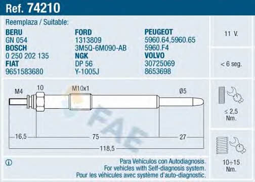 FAE 74210 Glow plug 74210: Buy near me in Poland at 2407.PL - Good price!