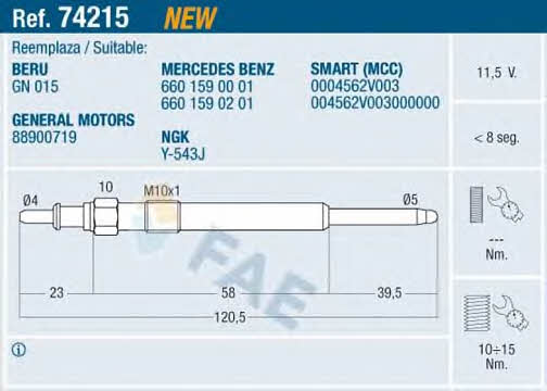 FAE 74215 Glow plug 74215: Buy near me in Poland at 2407.PL - Good price!