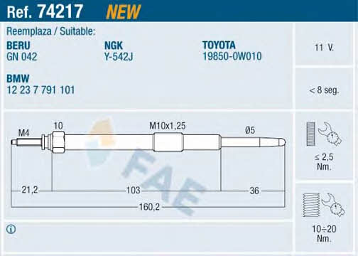 FAE 74217 Свеча накаливания 74217: Отличная цена - Купить в Польше на 2407.PL!