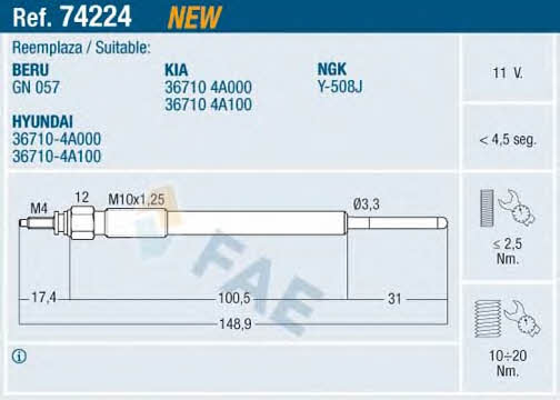 FAE 74224 Glühkerze 74224: Kaufen Sie zu einem guten Preis in Polen bei 2407.PL!