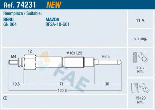 FAE 74231 Свеча накаливания 74231: Отличная цена - Купить в Польше на 2407.PL!
