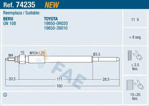 FAE 74235 Glow plug 74235: Buy near me in Poland at 2407.PL - Good price!