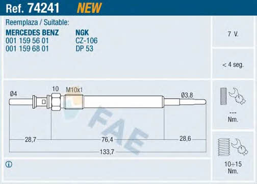 FAE 74241 Świeca żarowa 74241: Dobra cena w Polsce na 2407.PL - Kup Teraz!