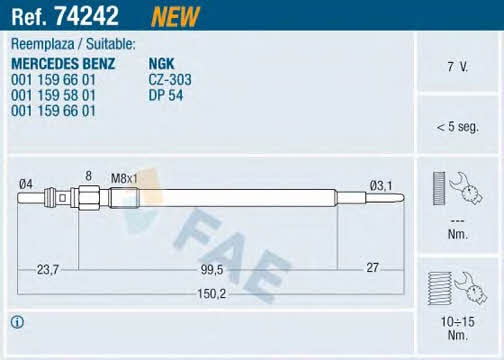 FAE 74242 Glow plug 74242: Buy near me in Poland at 2407.PL - Good price!
