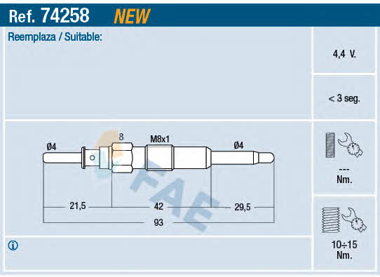 FAE 74258 Glow plug 74258: Buy near me in Poland at 2407.PL - Good price!