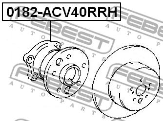 Wheel hub, rear right Febest 0182-ACV40RRH