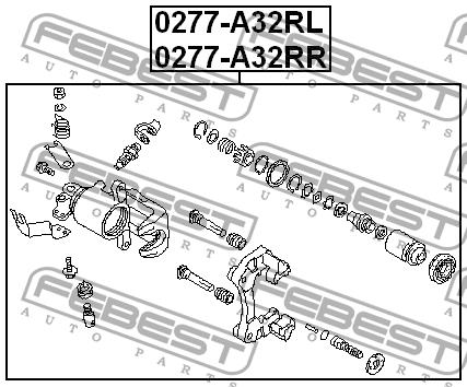 Суппорт тормозной задний левый Febest 0277-A32RL