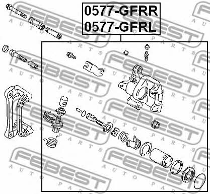 Bremssattel hinten rechts Febest 0577-GFRR