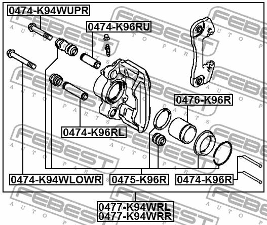 Febest 0477-K94WRL Brake caliper rear left 0477K94WRL: Buy near me in Poland at 2407.PL - Good price!