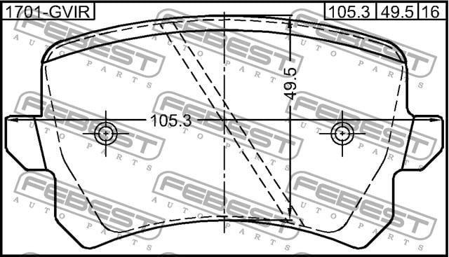 Febest 1701-GVIR Brake Pad Set, disc brake 1701GVIR: Buy near me in Poland at 2407.PL - Good price!