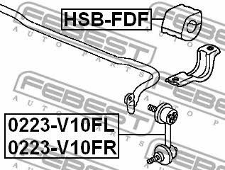 Tuleja stabilizatora przedniego Febest HSB-FDF