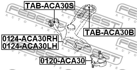 Сайлентблок заднего нижнего рычага передний Febest TAB-ACA30S