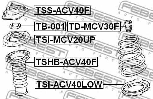 Poduszka amortyzatora zawieszenia, przód Febest TSS-ACV40F