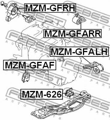 Engine mount, rear Febest MZM-626