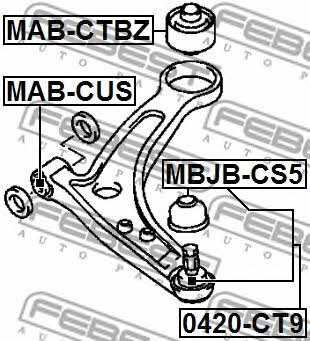 Sworzeń wahacza Febest 0420-CT9