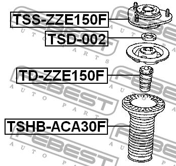 Front shock absorber bump Febest TD-ZZE150F