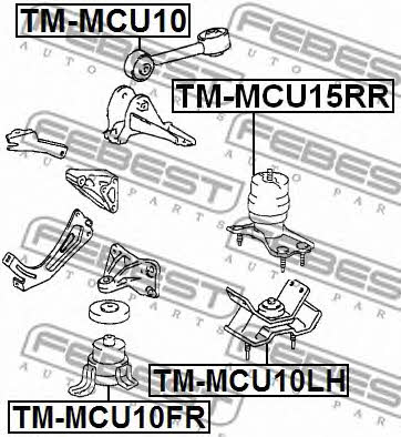 Poduszka silnika z przodu lewa Febest TM-MCU10LH