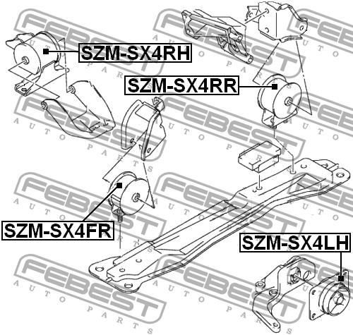 Подушка двигателя левая Febest SZM-SX4LH