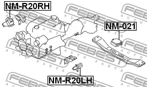 Подушка двигателя передняя левая Febest NM-R20LH