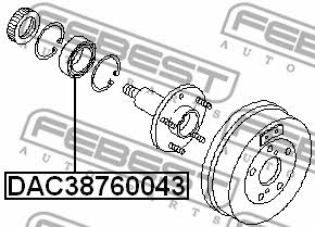 Rear wheel bearing Febest DAC38760043