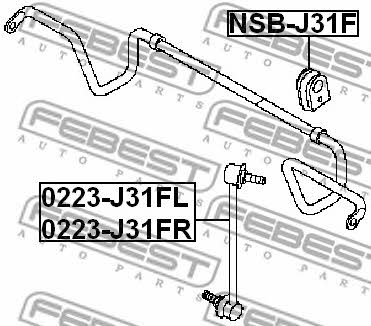 Стойка стабилизатора переднего правая Febest 0223-J31FR