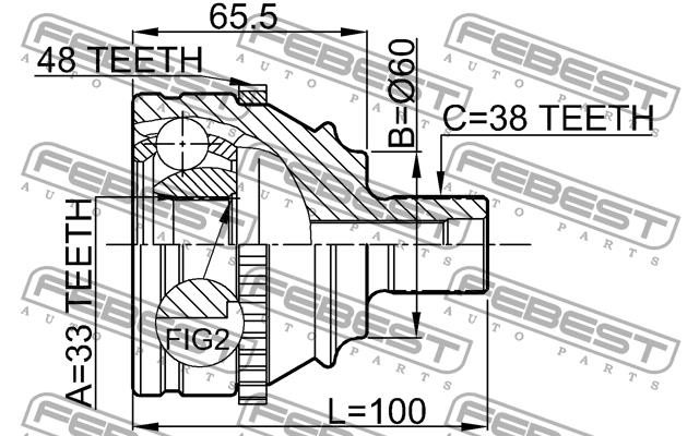 Przegub homokinetyczny Febest 2310-018A48