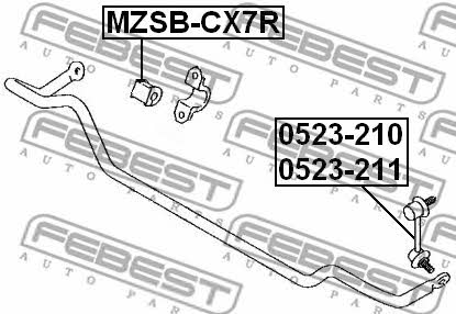 Втулка стабілізатора заднього Febest MZSB-CX7R
