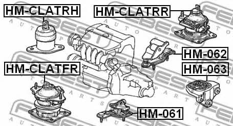 Подушка двигателя передняя Febest HM-CLATFR