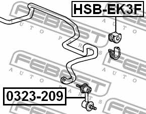 Tuleja stabilizatora przedniego Febest HSB-EK3F