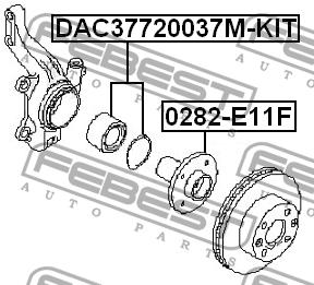 Подшипник передней ступицы колеса, комплект Febest DAC37720037M-KIT
